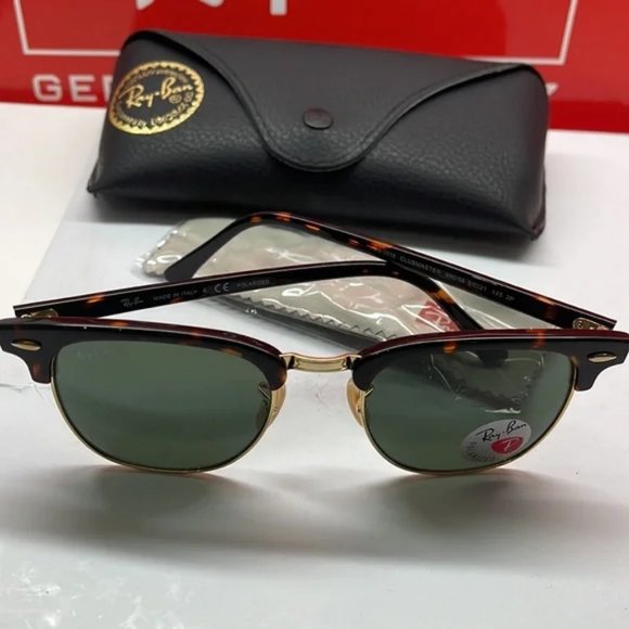 BNWT Ray ban Club master Polarized 3016 Tortoise/Gold sunglass - Picture 3 of 7